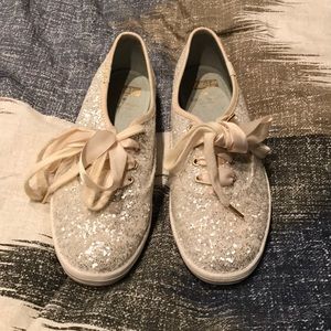 Keds x Kate spade New York cream glitter sneakers